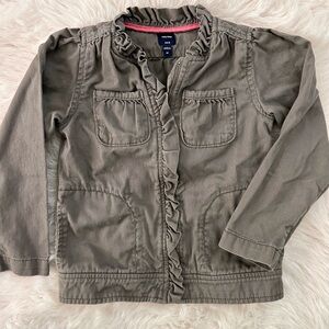 GAP babyGap Ruffled Cotton Jacket Olive Color Size 5T Girls